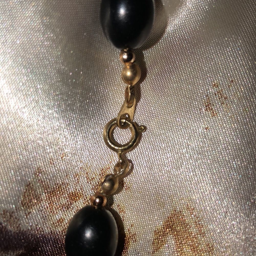 Black Gold Tone Beaded Necklace - Picture 4 of 6